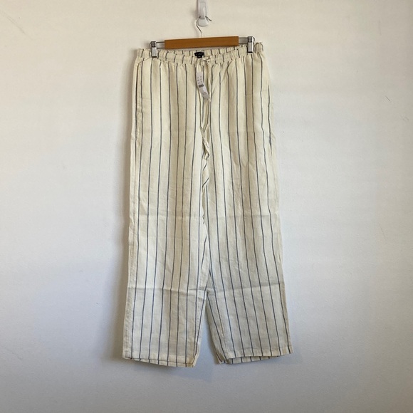 J. Crew Pants - J. Crew New Soleil pant in striped linen Small Cream and Blue Striped Garment